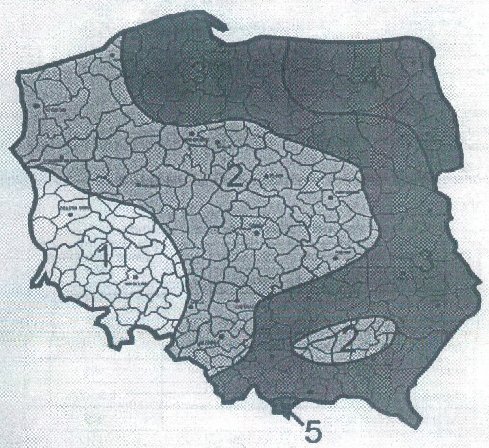 obciążenie śniegiem-  strefy w Polsce